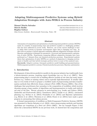 Primera página de Adapting Multicomponent Predictive Systems using Hybrid Adaptation Strategies with Auto-WEKA in Process Industry