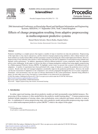 Primera página de Effects of Change Propagation Resulting from Adaptive Preprocessing in Multicomponent Predictive Systems